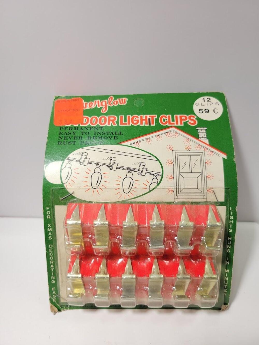 Vintage Everglow Outdoor Light Clips 12 Pack Red Metal Christmas Gutter Holiday